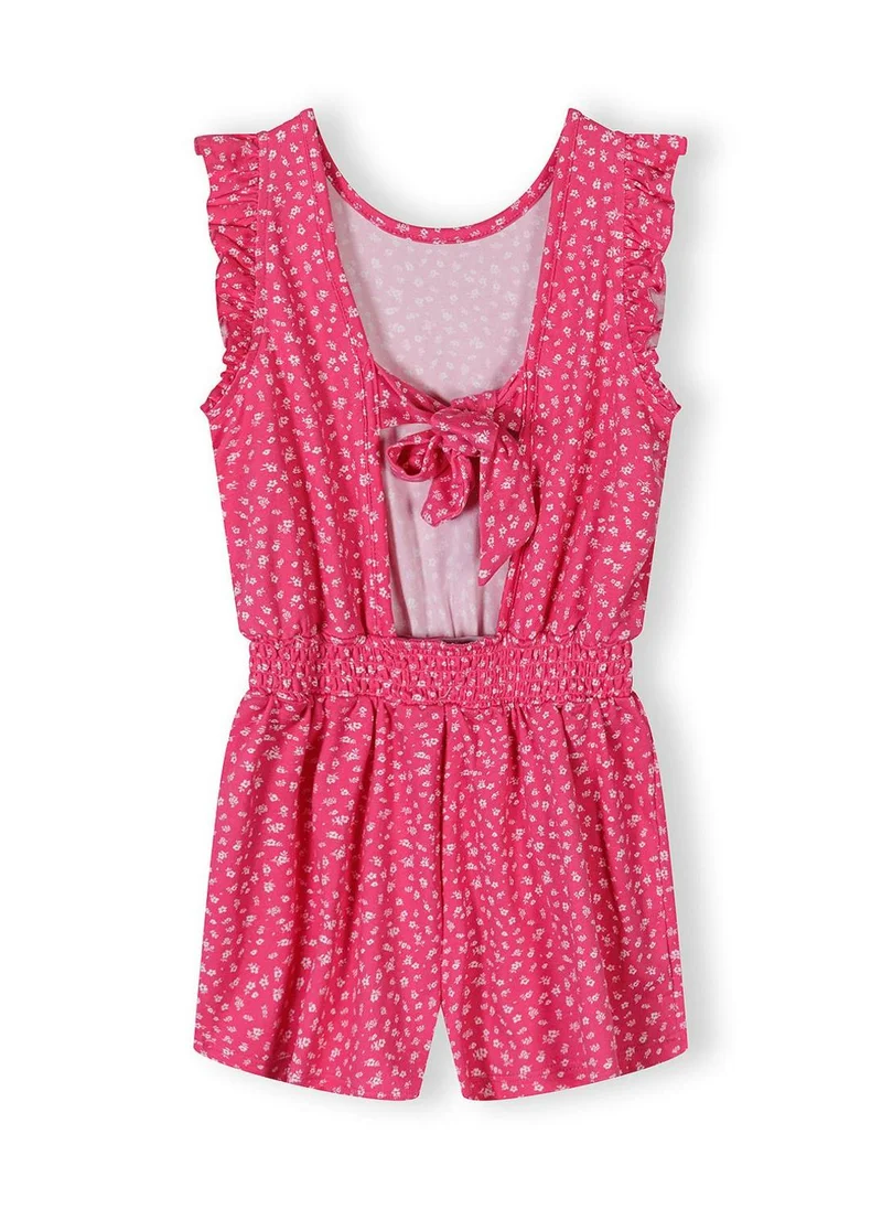 MINOTI Girls short sleeve floral jumpsuit pink